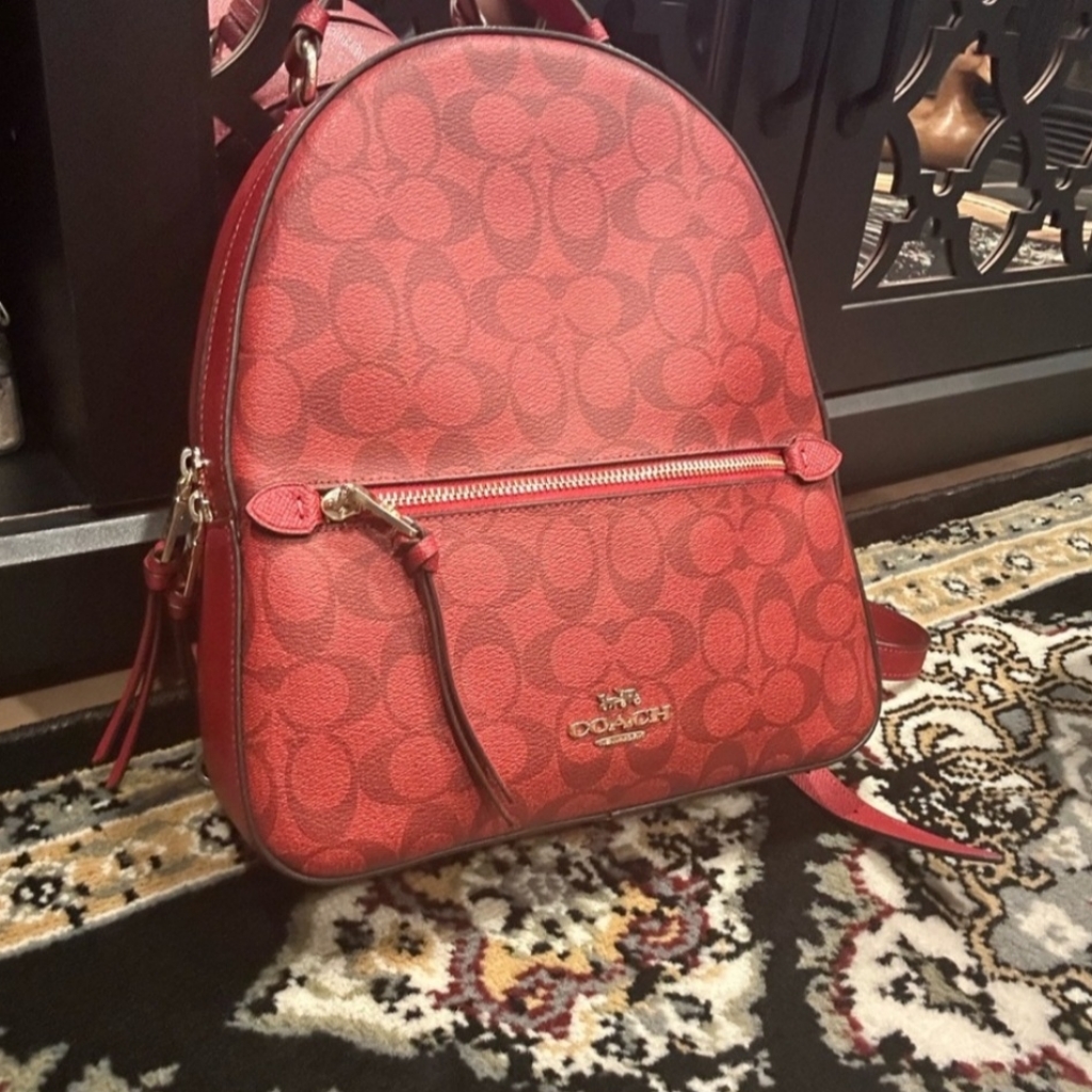 Coach Jordyn Signature Red Canvas Backpack